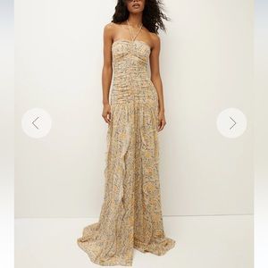 new Veronica Beard silk paisley maxi halter gown